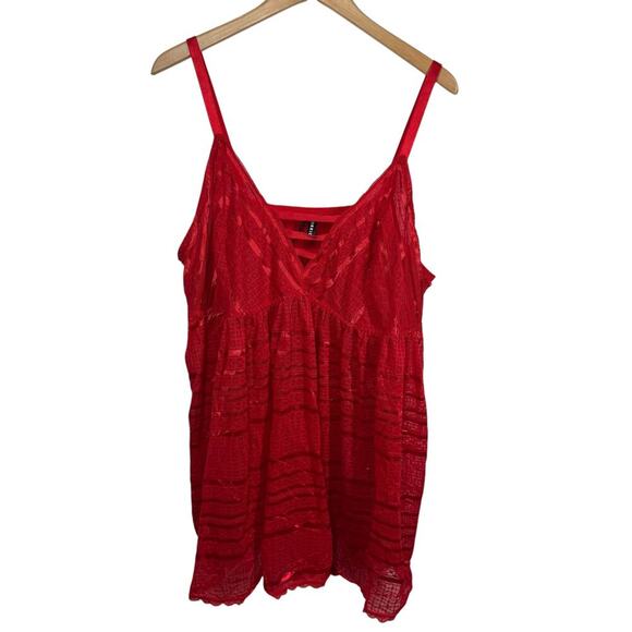Torrid Babydoll Tank Women 5X Plus Size Red Lace Romantic Adjustable Straps Top - Picture 1 of 7
